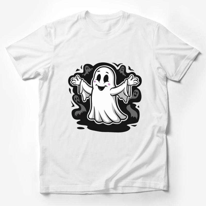 Cute Ghost Cartoon T-Shirt, Spooky Fun Tee for Halloween, Kids and Adults Casual Shirt Male T-Shirt