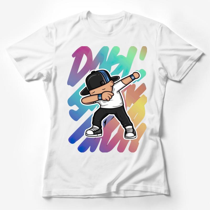 Hip Hop Dabbing Character T-Shirt, Colorful Street Dance Tee, Urban Style Dancer Shirt, Trendy Graphic Tee for Youth Female T-Shirt