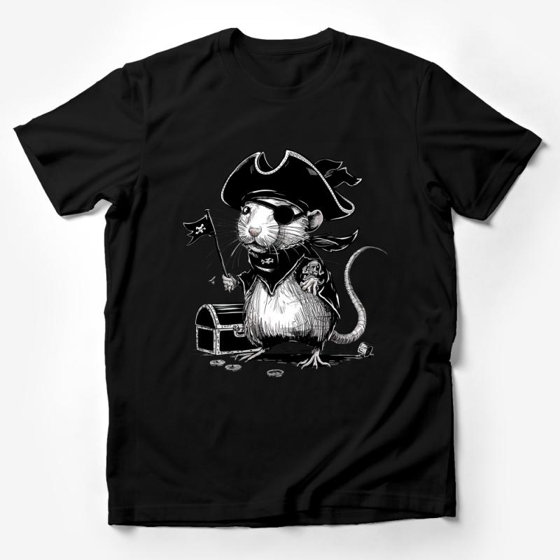 Pirate Mouse T-Shirt, Cute Rodent Buccaneer Tee, Unisex Treasure Chest Top Male T-Shirt