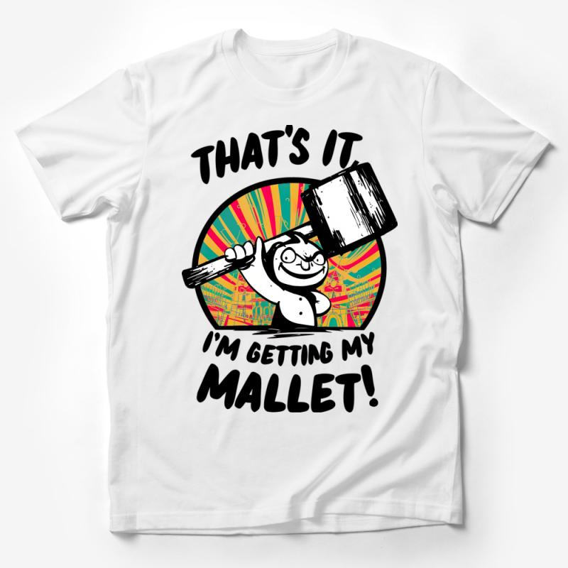 Funny Cartoon Mallet T-Shirt, Unique Comic Style Tee, Unisex Adult Casual Wear, Graphic Shirt with Quirky Slogan Male T-Shirt