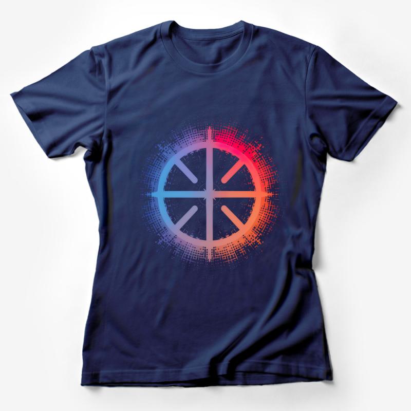 Abstract Colorful Compass Design T-Shirt, Unisex Graphic Tee, Artistic Urban Casual Wear, Modern Explorer Apparel Female T-Shirt