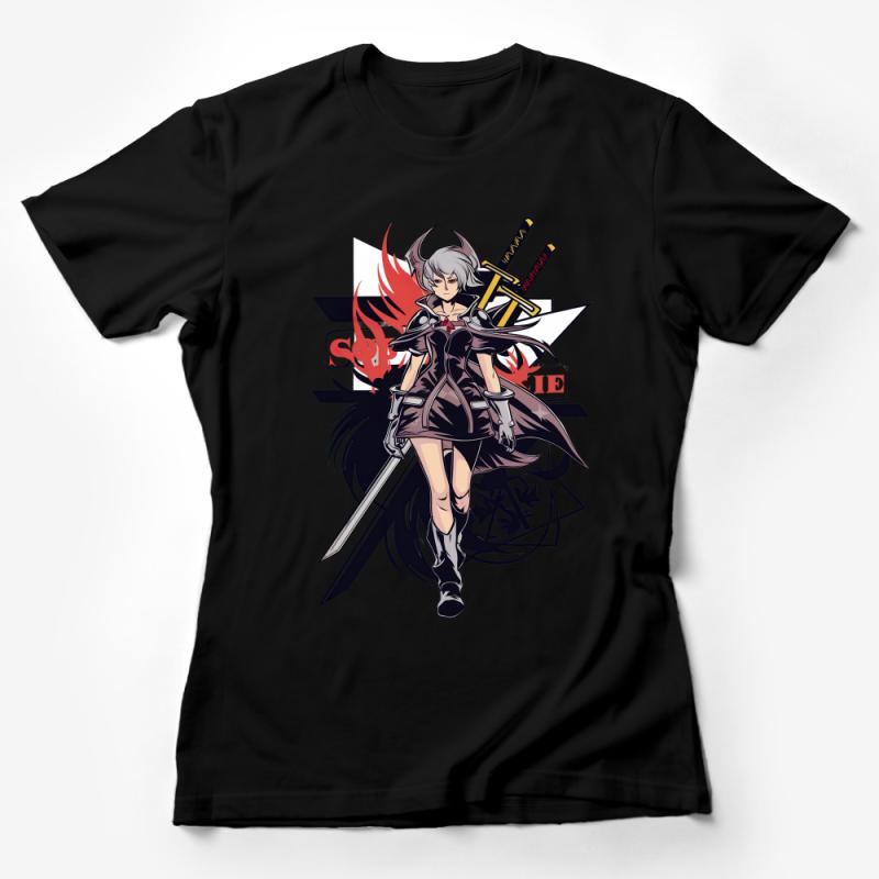 Anime Warrior Girl T-Shirt, Stylish Female Fighter Tee, Manga Character Streetwear, Urban Cool Fashion Top, Graphic Swordswoman Shirt Female T-Shirt