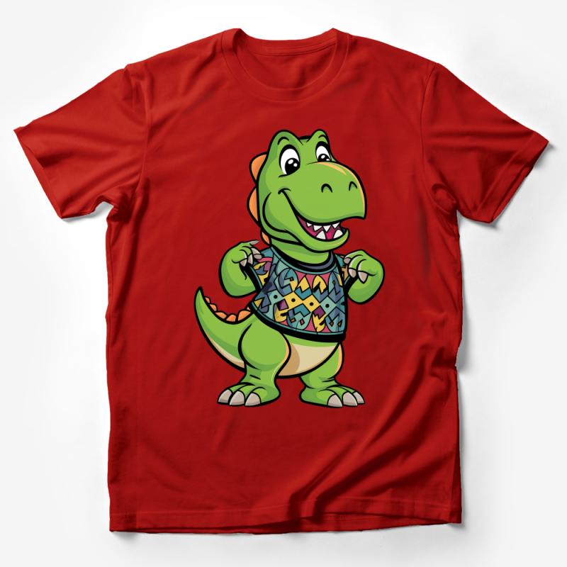 Cute Dinosaur Graphic Tee, Colorful Cartoon Dino T-Shirt, Unisex Kids and Adult Sizes, Fun Casual Wear, Quirky Animal Illustration Top Male T-Shirt