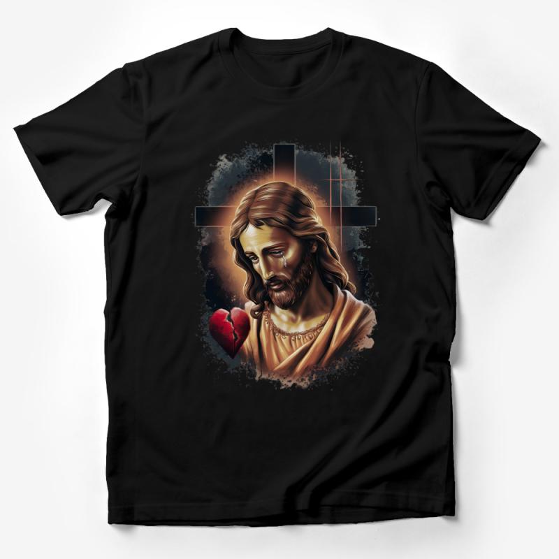 Religious Graphic Tee, Jesus Christ Portrait, Christian Faith T-Shirt, Inspirational Religious Apparel, Unisex Christian Art Shirt Design Male T-Shirt