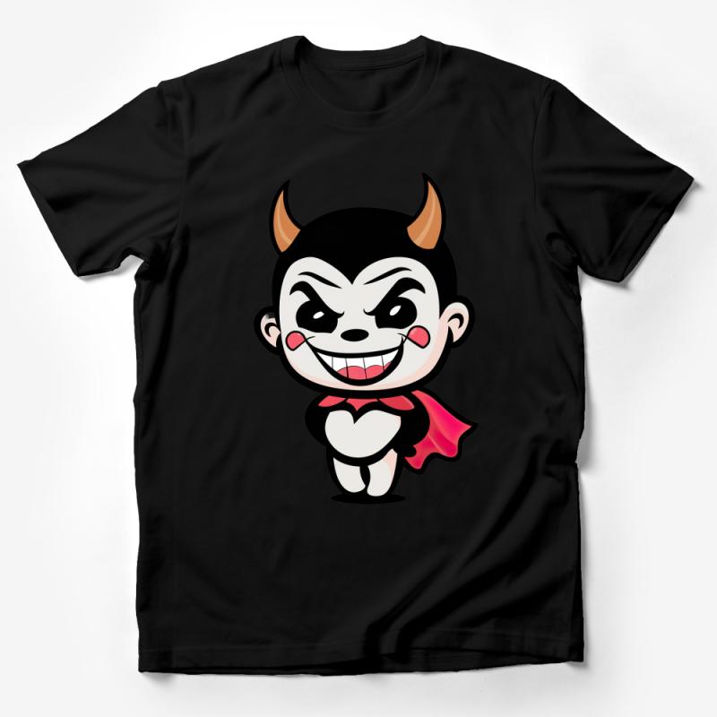 Cute Devil Cartoon Character T-Shirt, Funny Halloween Costume Tee, Unisex Kids and Adult Sizes Male T-Shirt