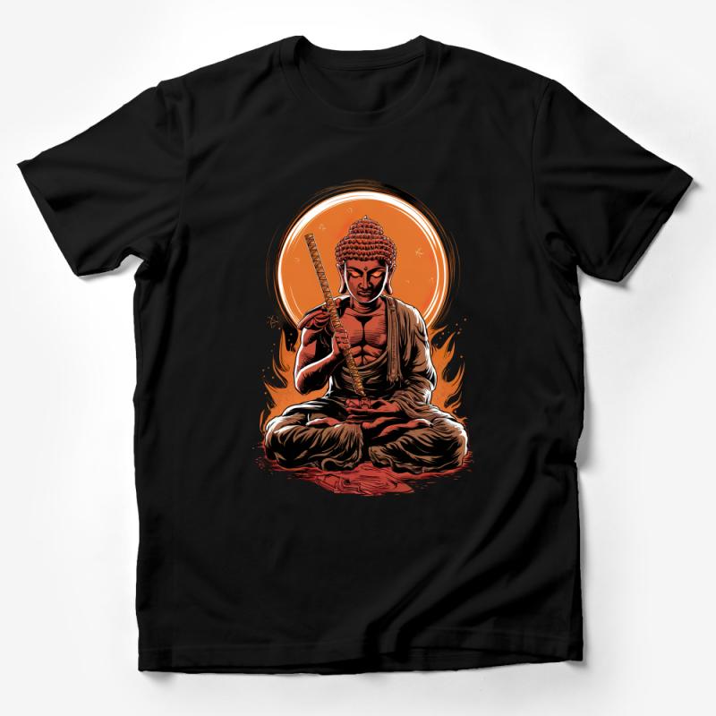 Buddha Meditation T-Shirt, Spiritual Yoga Tee, Zen Buddhist Cotton Shirt, Mindfulness Gift, Unisex Graphic Top, Artistic Apparel Male T-Shirt