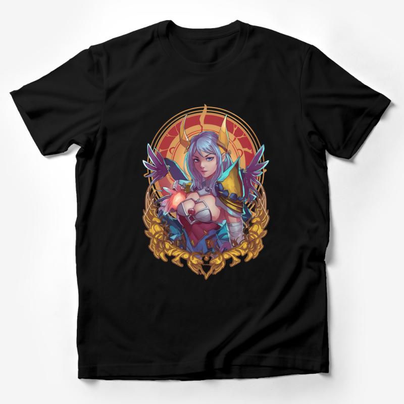 Fantasy Warrior Woman T-Shirt, Colorful Artistic Print, Casual Graphic Tee, Unique Illustration, Cool Fashion Top, Stylish Design Shirt Male T-Shirt