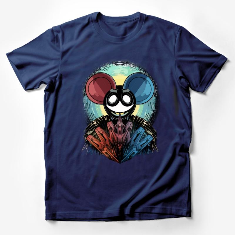 Colorful Abstract Mickey Mouse Design T-Shirt, Unisex Graphic Tee, Disney Inspired Casual Top, Vibrant Retro Shirt Male T-Shirt