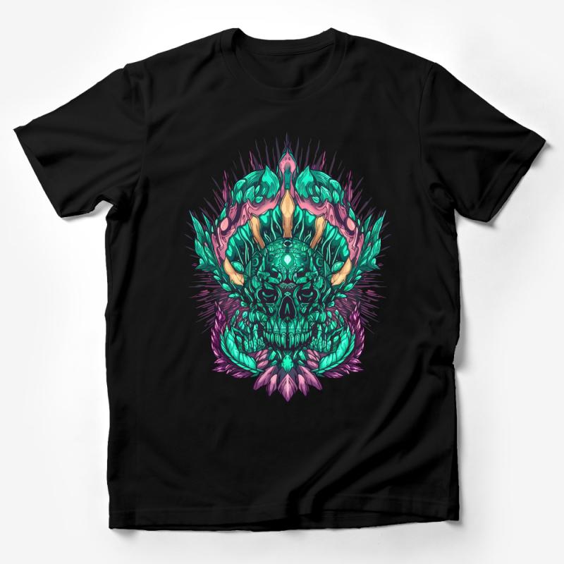 Psychedelic Skull T-Shirt, Colorful Abstract Art Tee, Unisex Graphic Skull Shirt, Vibrant Festival Clothing, Unique Gift for Artists Male T-Shirt