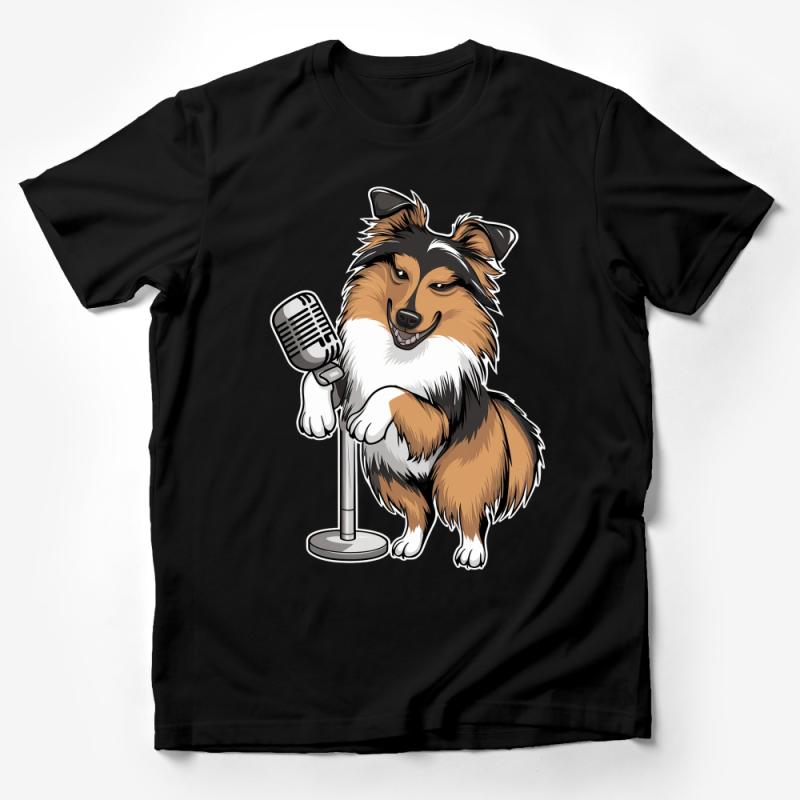 Cool Singing Dog T-Shirt, Vintage Microphone Canine Design, Music Lover Tee, Funny Animal Shirt for All Ages Male T-Shirt