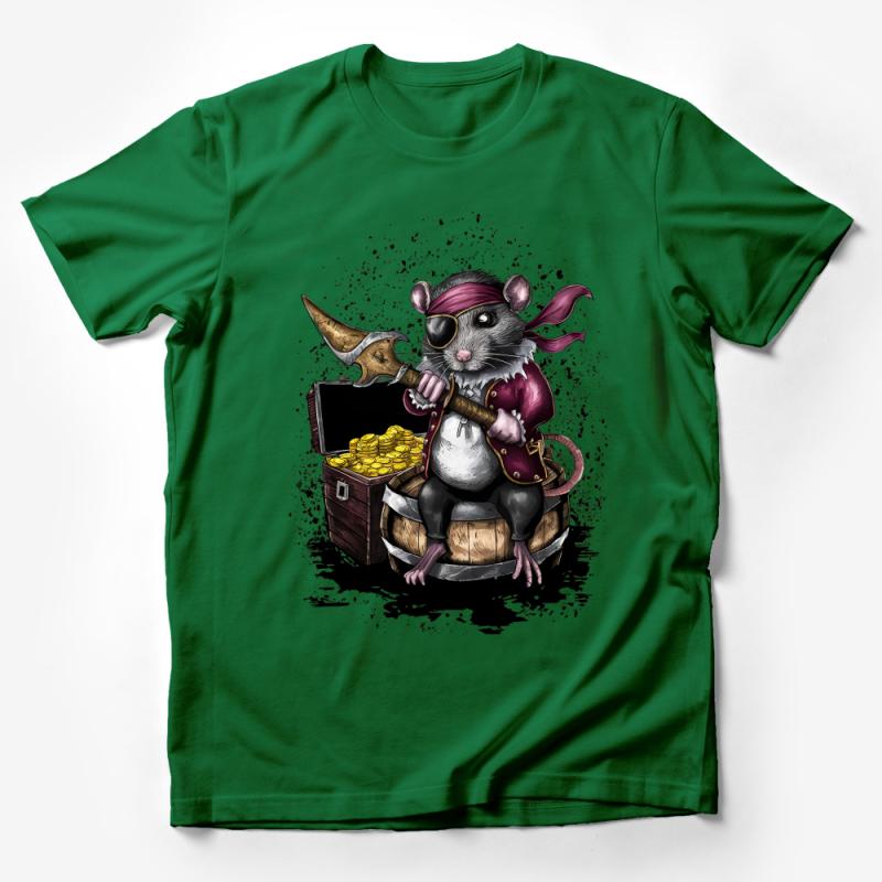 Pirate Mouse T-Shirt, Cute Rodent Buccaneer Tee, Funny Animal Illustration Shirt, Unique Graphic Tee for All Ages Male T-Shirt