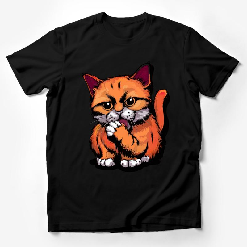 Cute Orange Tabby Cat T-Shirt, Fun Cartoon Cat Lover Gift, Unisex Adult and Kids Tee, Unique Feline Illustration, Soft Cotton Shirt Male T-Shirt