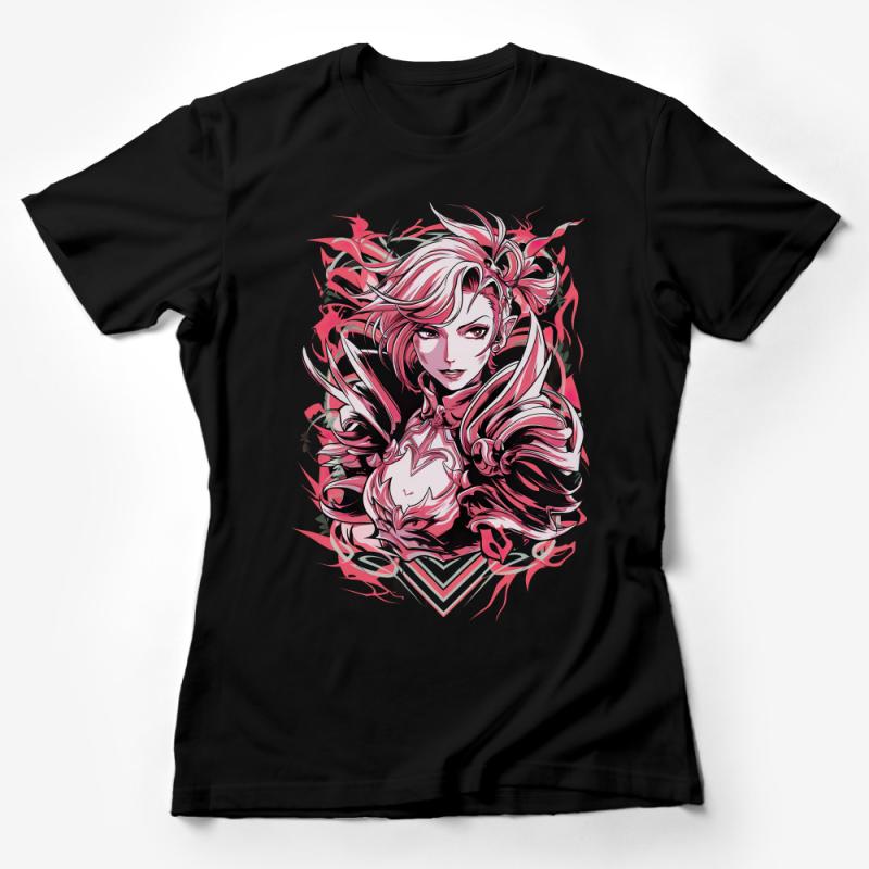 Stylish Anime Warrior Girl T-Shirt, Vibrant Colors Fashion Tee, Manga Artwork Casual Top, Unique Gift Idea, Street Style Clothing Female T-Shirt