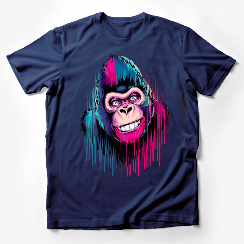 Colorful Gorilla T-Shirt, Vibrant Street Art Style, Urban Jungle Aesthetic, Unisex Graphic Tee Male T-Shirt