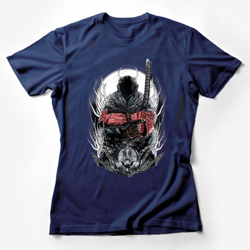 Warrior Illustration T-Shirt, Graphic Tee, Men's Fantasy Art Shirt, Cool Ninja Design Tee, Unique Printed Shirt Gift for Him Female T-Shirt