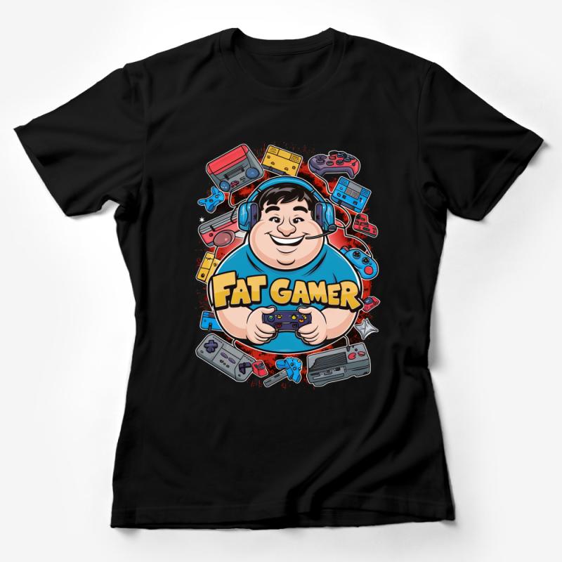 Retro Gaming T-Shirt, Fat Gamer Vintage Tee, Fun 90s Nostalgia Shirt, Colorful Gamer Gift, Classic Console Apparel, Unisex Shirt Female T-Shirt