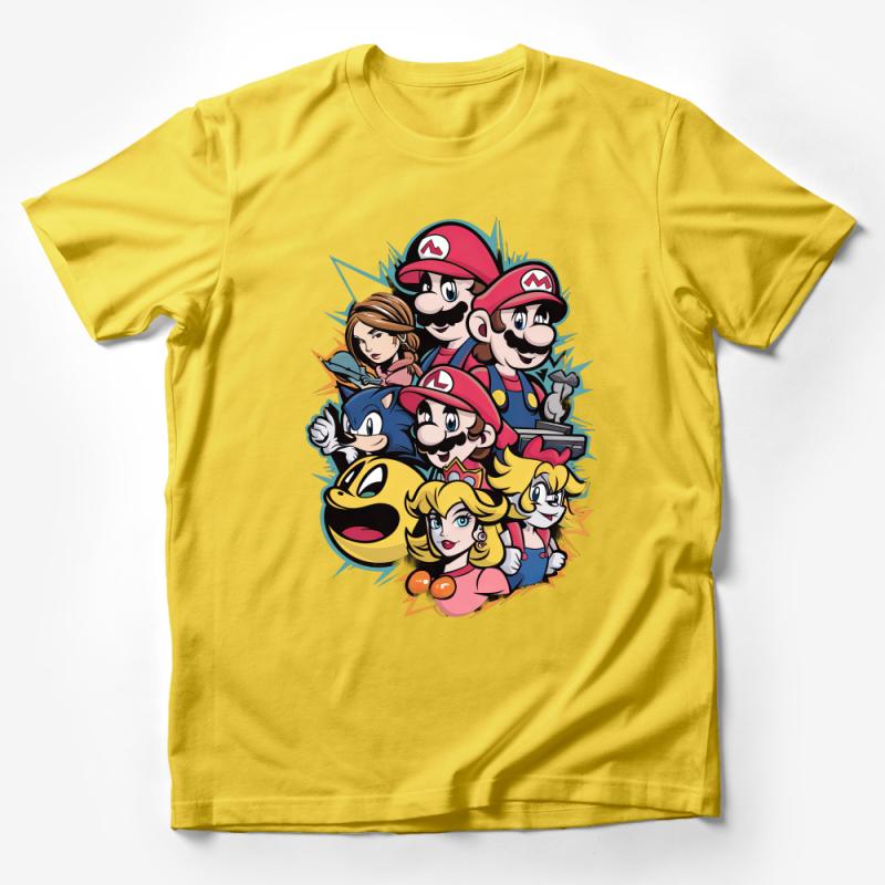 Unique Gaming Characters Graphic Tee, Colorful Vintage Gamer T-Shirt, Unisex Retro Gaming Top, Gift for Gamers Male T-Shirt