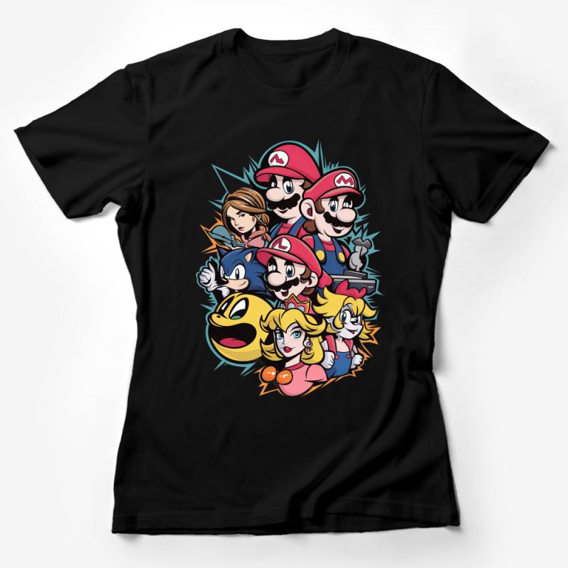 Unique Gaming Characters Graphic Tee, Colorful Vintage Gamer T-Shirt, Unisex Retro Gaming Top, Gift for Gamers Female T-Shirt