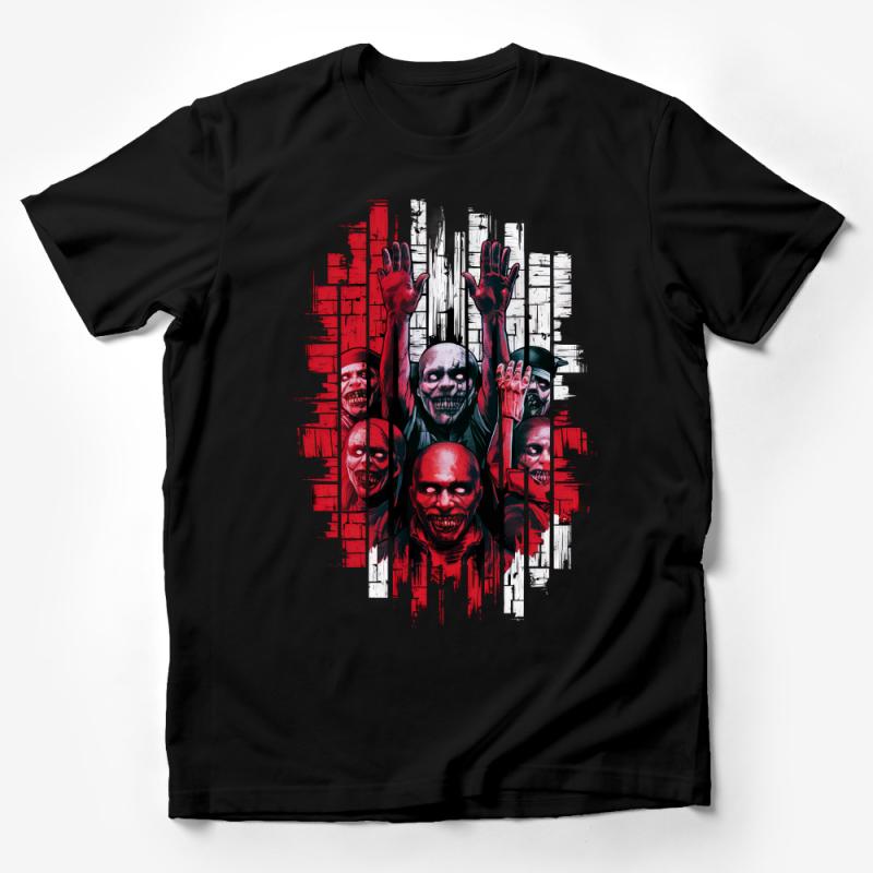 Abstract Clown Faces T-Shirt, Colorful Horror Themed Graphic Tee, Unique Scary Clown Print Shirt, Artistic Urban Style Apparel Male T-Shirt