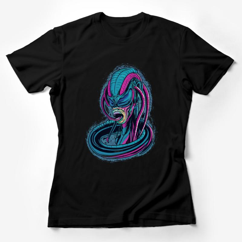 Alien Monster T-Shirt, Sci-Fi Horror Creature Tee, Unique Graphic Design Shirt, Unisex Apparel Gift Female T-Shirt