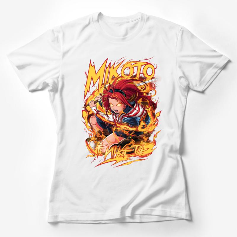 Anime-Inspired Fiery Redhead Character T-Shirt, Vibrant Illustration, Unisex Manga Tee, Casual Otaku Wear, Cool Graphic Shirt Female T-Shirt