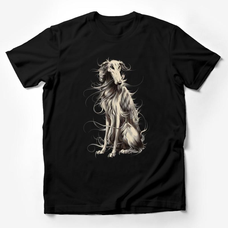 Elegant Greyhound Dog T-Shirt, Artistic Animal Illustration Tee, Whippet Lover Gift, Unisex Adult Clothing Male T-Shirt