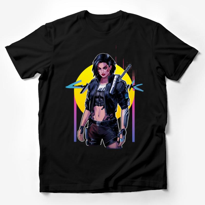 Cyberpunk Warrior Graphic Tee, Futuristic Sci-Fi Soldier T-Shirt, Cool Cyber Style Top, Unisex Art Tee Male T-Shirt