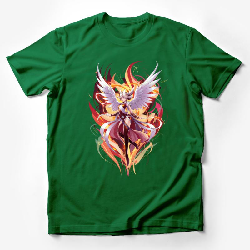 Fantasy Angel Warrior T-Shirt, Colorful Anime Style Art, Winged Character Design, Unique Graphic Tee, Unisex Male T-Shirt