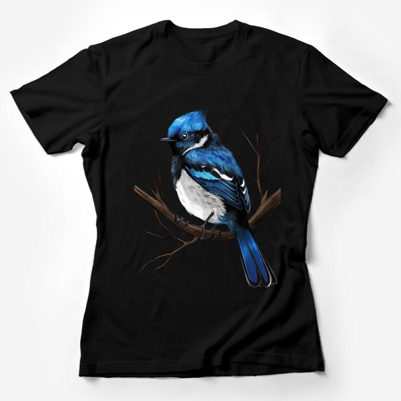 Blue Jay Bird T-Shirt, Nature Birdwatcher Tee, Unisex Bird Illustration Shirt, Casual Wildlife Apparel, Gift for Bird Lovers Female T-Shirt