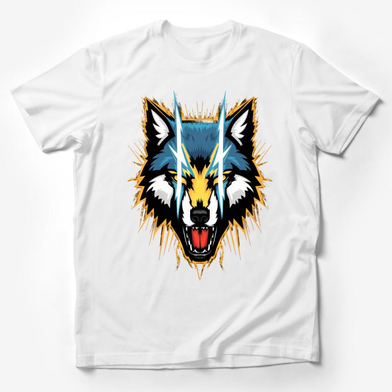 Wild Wolf Face Graphic T-Shirt, Unisex Animal Print Tee, Nature Inspired Shirt, Cool Wildlife Casual Wear, Urban Jungle Style Top Male T-Shirt