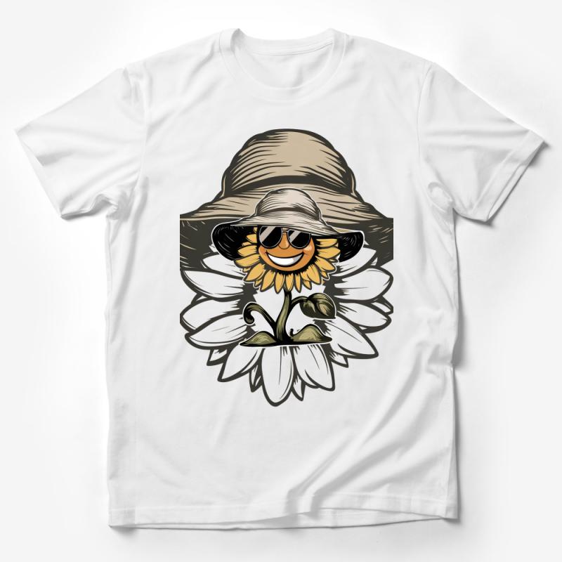 Sunflower Wearing Sunglasses Graphic Tee, Summer Floral Unisex T-Shirt, Casual Nature-Inspired Fashion Top Male T-Shirt