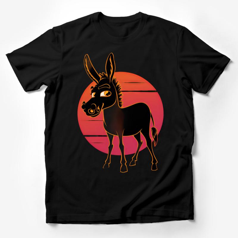 Unisex Donkey Graphic Tee, Sunset Silhouette Animal Print T-Shirt, Casual Nature Wildlife Shirt for All Male T-Shirt