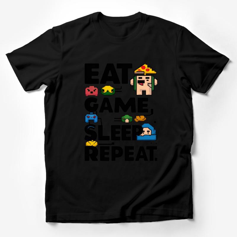 Funny Gamer T-Shirt, Retro Video Game Graphic Tee, Eat Game Sleep Repeat, Casual Gaming Shirt, Unisex Gift for Gamers Male T-Shirt