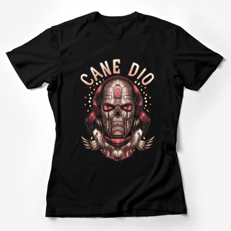 Unique Skull Graphic T-Shirt, Edgy Streetwear, Cool Skeleton Tee, Red Accents, Urban Fashion, Unisex Casual Top Female T-Shirt