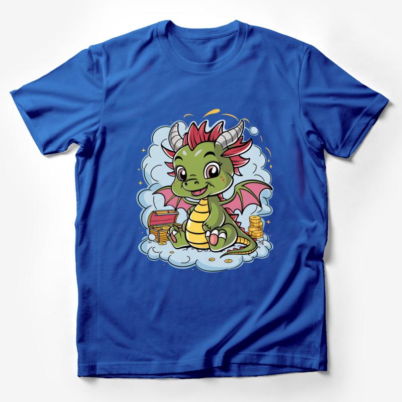 Kids Dragon T-Shirt, Cute Cartoon Dragon Treasure Graphic Tee, Unisex Children's Fantasy Clothing, Magical Creature Shirt for Toddlers Male T-Shirt