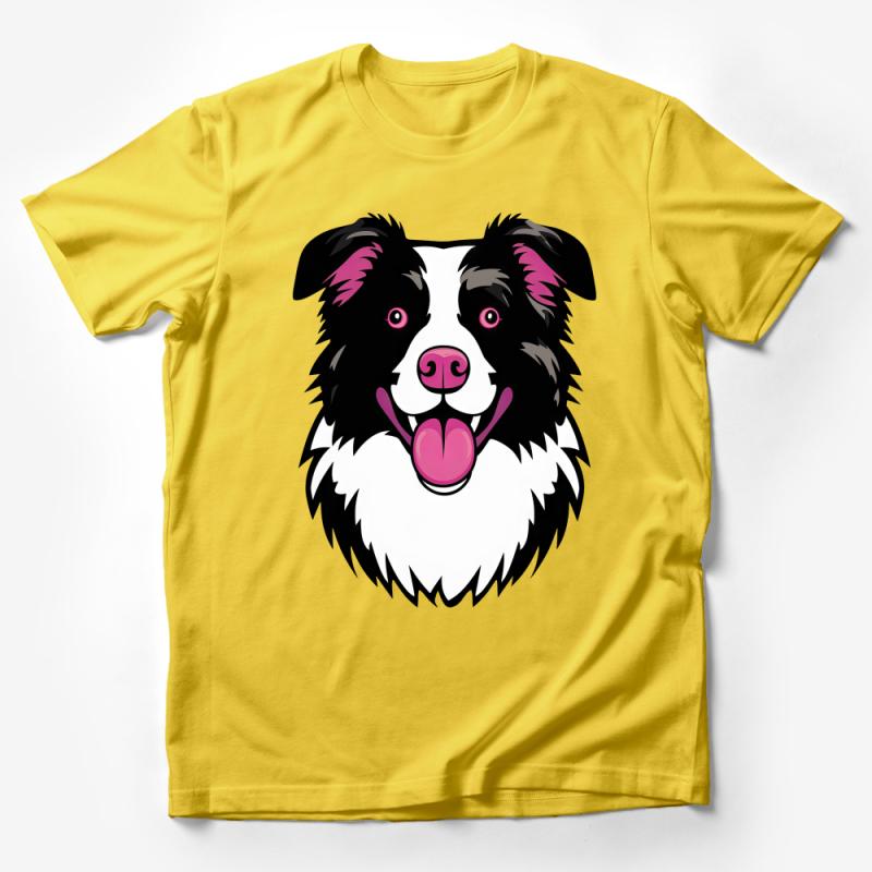 Cute Border Collie Face T-Shirt, Black and White Dog Lover Tee, Pet Portrait Casual Shirt, Animal Graphic Top, Unisex Clothing Gift Male T-Shirt