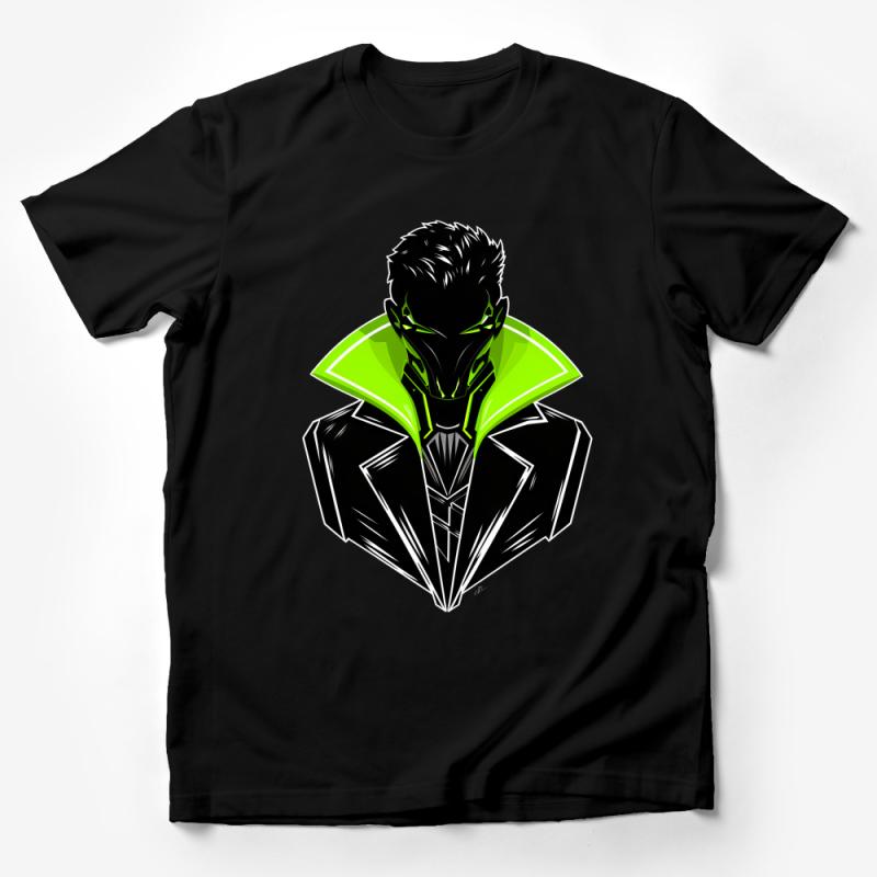 Neon Green Cyberpunk Character T-Shirt, Graphic Tee, Men's Women's Unisex Fashion, Streetwear Top, Cool Sci-Fi Clothing Male T-Shirt