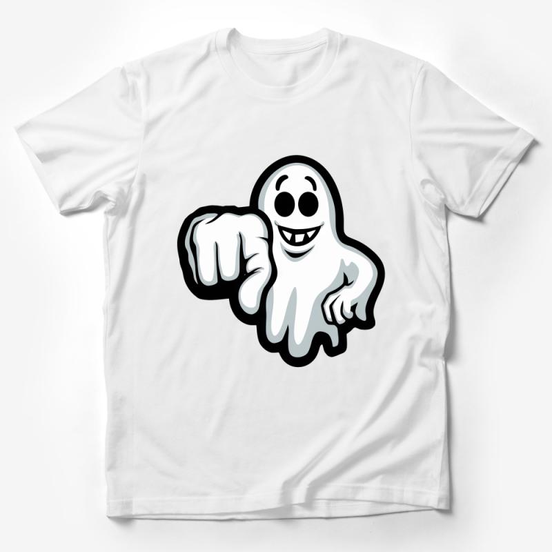 Friendly Ghost Cartoon T-Shirt, Cute Spooky Character Tee, Unisex Casual Halloween Shirt Male T-Shirt