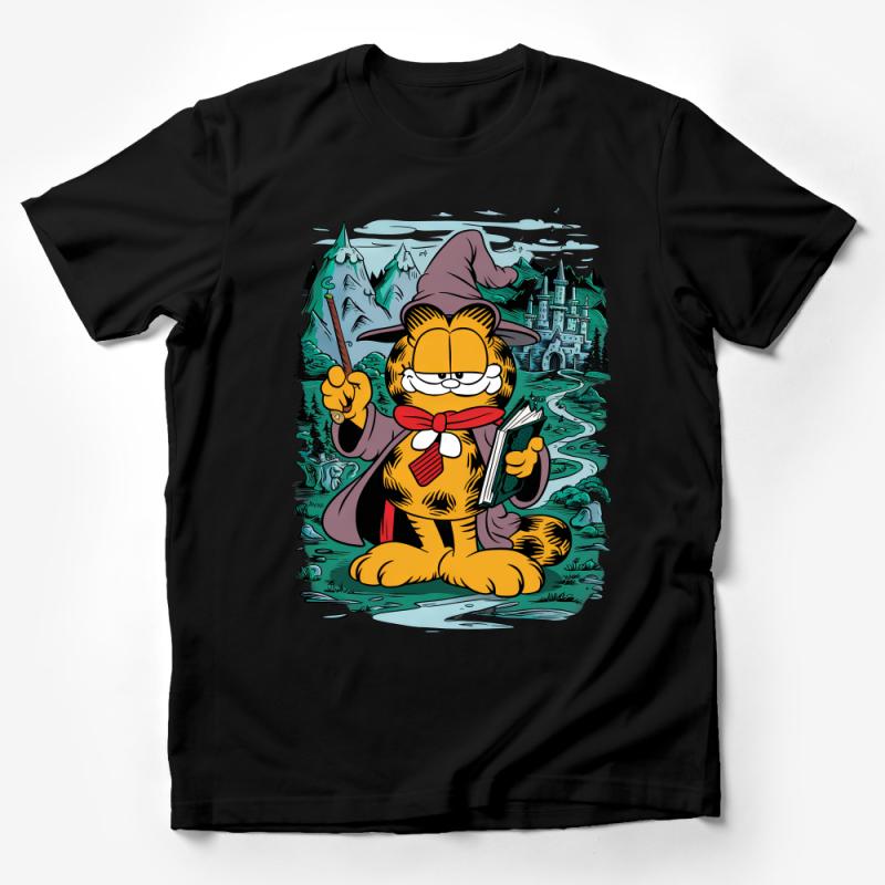 Wizard Cat T-Shirt, Magical Feline Graphic Tee, Mystical Animal in Robe, Fantasy Cat Lover Gift, Unique Illustration Shirt, Unisex Tee Male T-Shirt