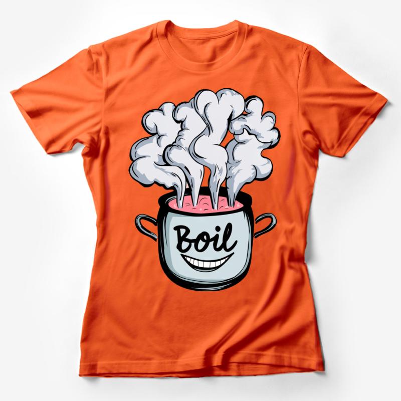 Fun Boiling Pot Cartoon T-Shirt, Unique Graphic Tee, Casual Unisex T-Shirt, Quirky Kitchen Cookware Shirt, Gift for Chefs Female T-Shirt