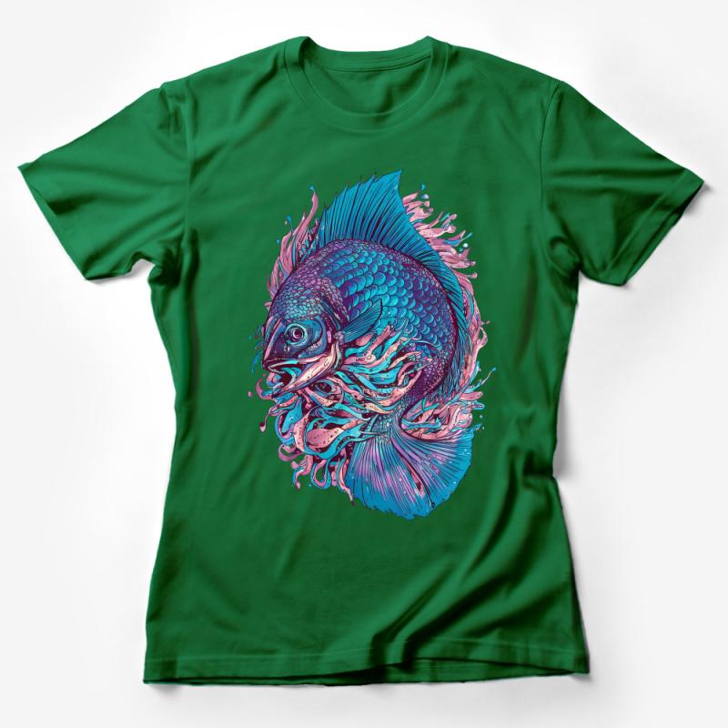 Vibrant Betta Fish T-Shirt, Colorful Siamese Fighting Fish Tee, Unisex Artistic Aquarium Fish Shirt, Hipster Graphic Tee, Gift for Fish Lovers Female T-Shirt