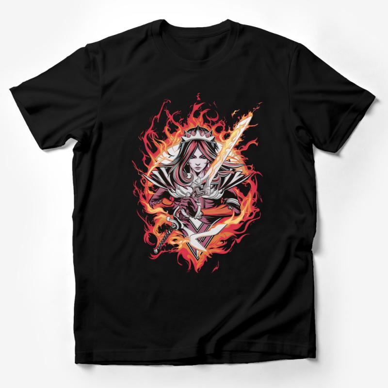 Fantasy Warrior Princess T-Shirt, Fire Element Artwork Tee, Women's Graphic Shirt, Bold Fiery Design Top, Unique Gift Idea Male T-Shirt