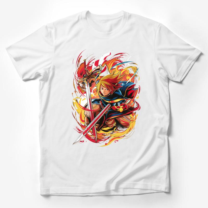 Vibrant Warrior Graphic Tee, Unisex T-Shirt, Colorful Fantasy Hero Shirt, Anime-Inspired Casual Wear, Bold Statement Fashion Top Male T-Shirt