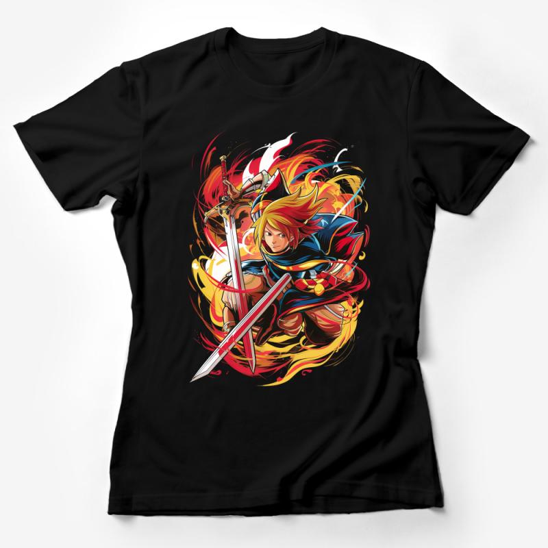 Vibrant Warrior Graphic Tee, Unisex T-Shirt, Colorful Fantasy Hero Shirt, Anime-Inspired Casual Wear, Bold Statement Fashion Top Female T-Shirt