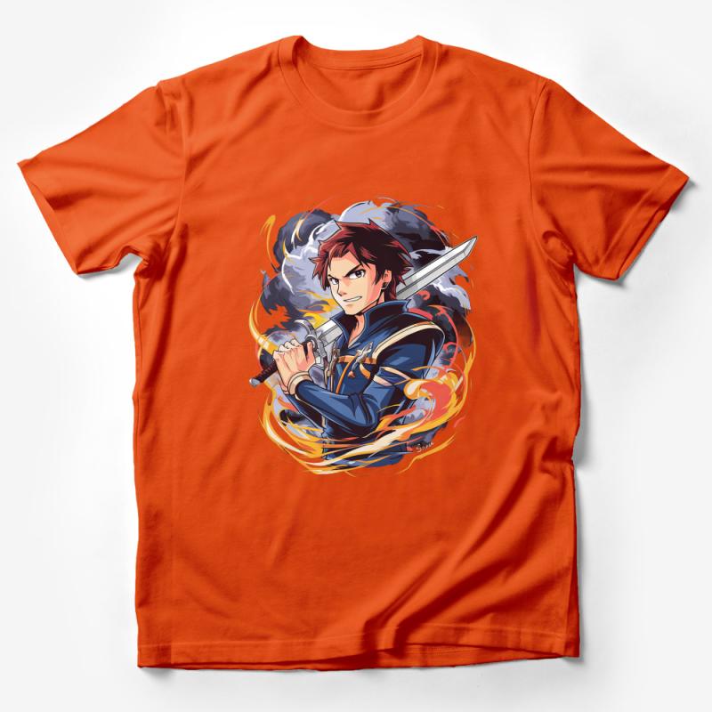 Anime Warrior T-Shirt, Bold Graphic Tee, Unisex Manga Character Shirt, Vibrant Colors, Casual Streetwear, Cool Gift Idea Male T-Shirt