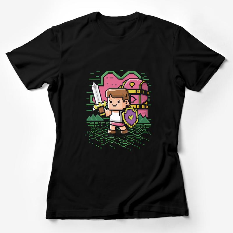 Pixel Warrior Graphic Tee, Retro Video Game Shirt, Vintage Style Gaming Apparel, Unisex T-Shirt Female T-Shirt