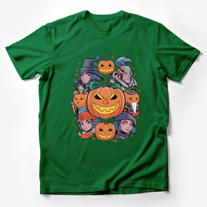 Halloween Cartoon Characters T-Shirt, Cute Witch Pumpkin Head Tee, Fun October Clothing, Unisex Graphic Shirt, Casual Fall Apparel Male T-Shirt