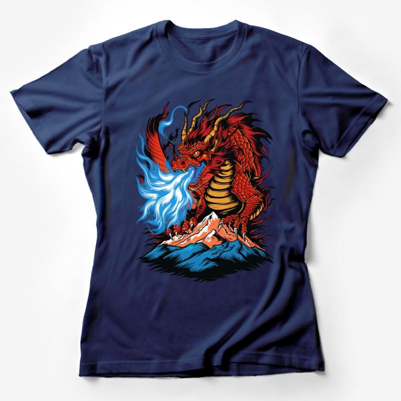 Fiery Red Dragon Graphic T-Shirt, Mythical Creature Art Tee, Fantasy Lover Unisex Shirt Female T-Shirt