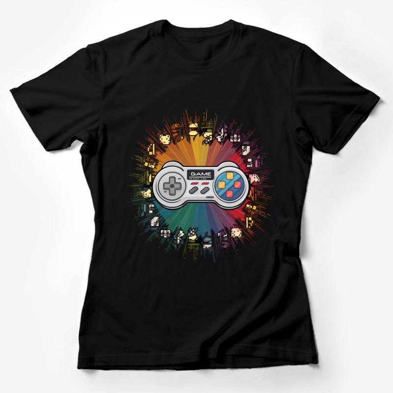 Retro Gaming Controller T-Shirt, Vintage Video Game Tee, Colorful Gamer Shirt, Unisex Geek Apparel, Gift for Gamers Female T-Shirt