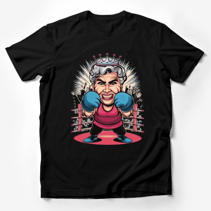 Funny Boxing Grandma Champion T-Shirt, Queen of the Ring Graphic Tee, Family Humor Clothing, Unique Gift for Grandmother Male T-Shirt